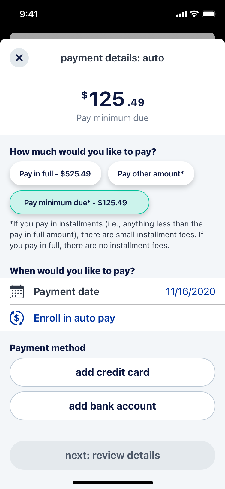 Payment details
